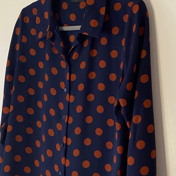 Halogen Polka Dot Long Sleeve Blouse Size Medium - Picture 4 of 10